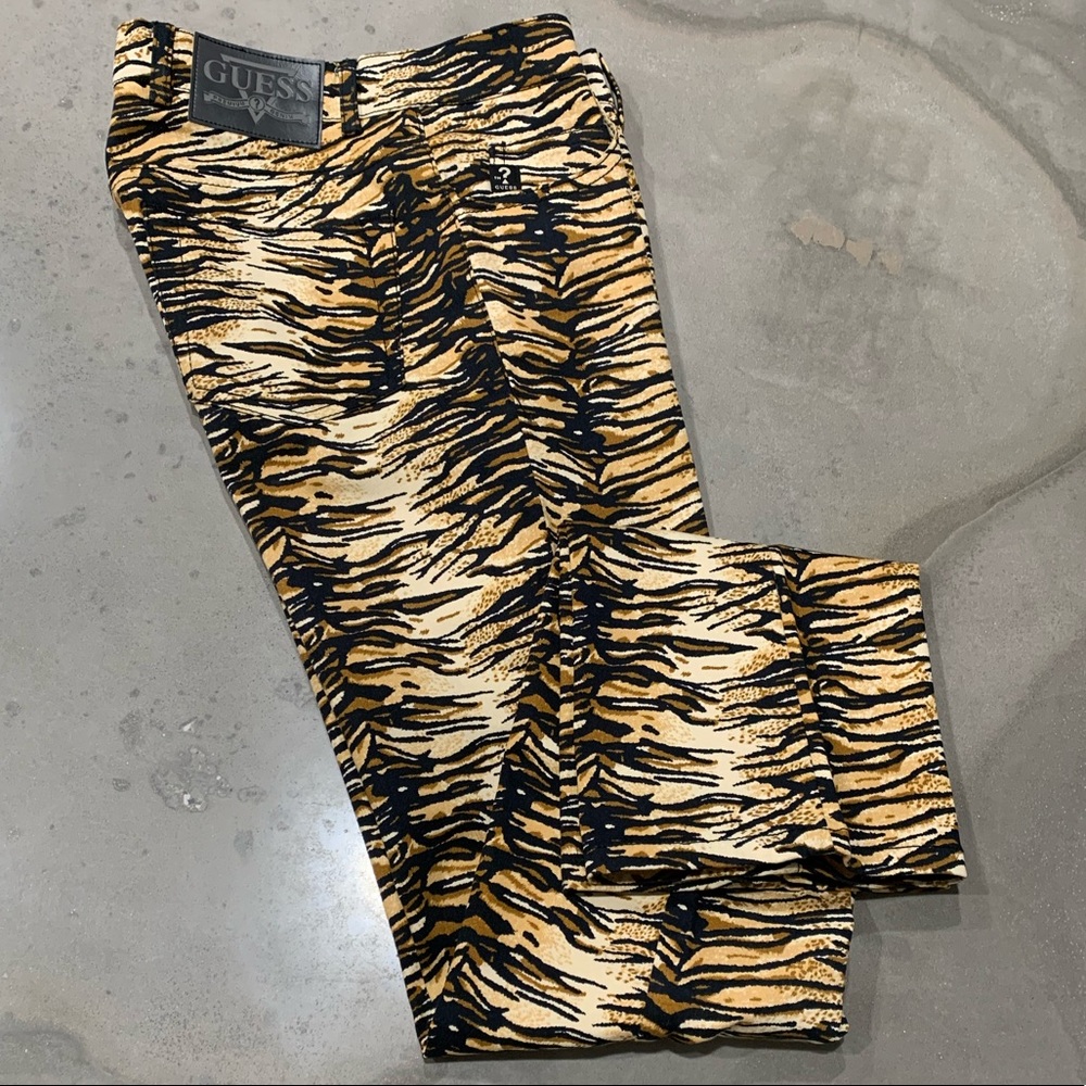 Vintage Y2k Guess Leopard Print Stretch Jeans Siz… - image 1